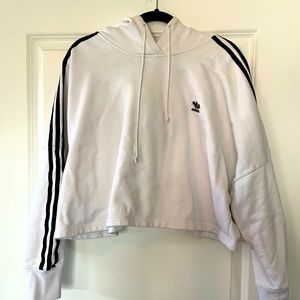 White Cropped Adidas Hoddie